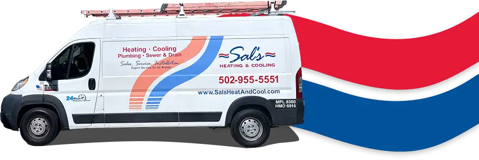White Sal's service van with the red and blue wave